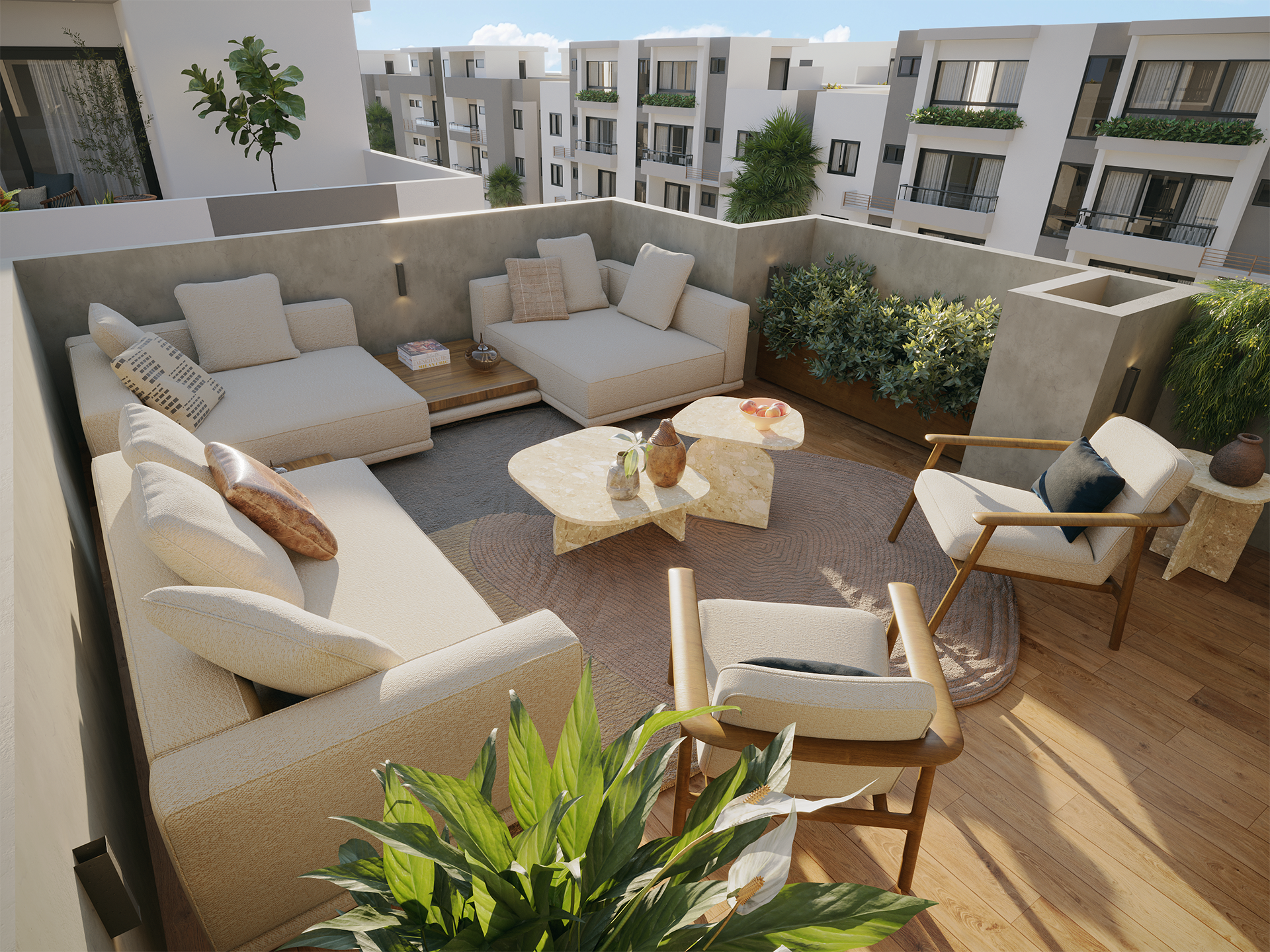 Terraza rooftop con vista panorámica