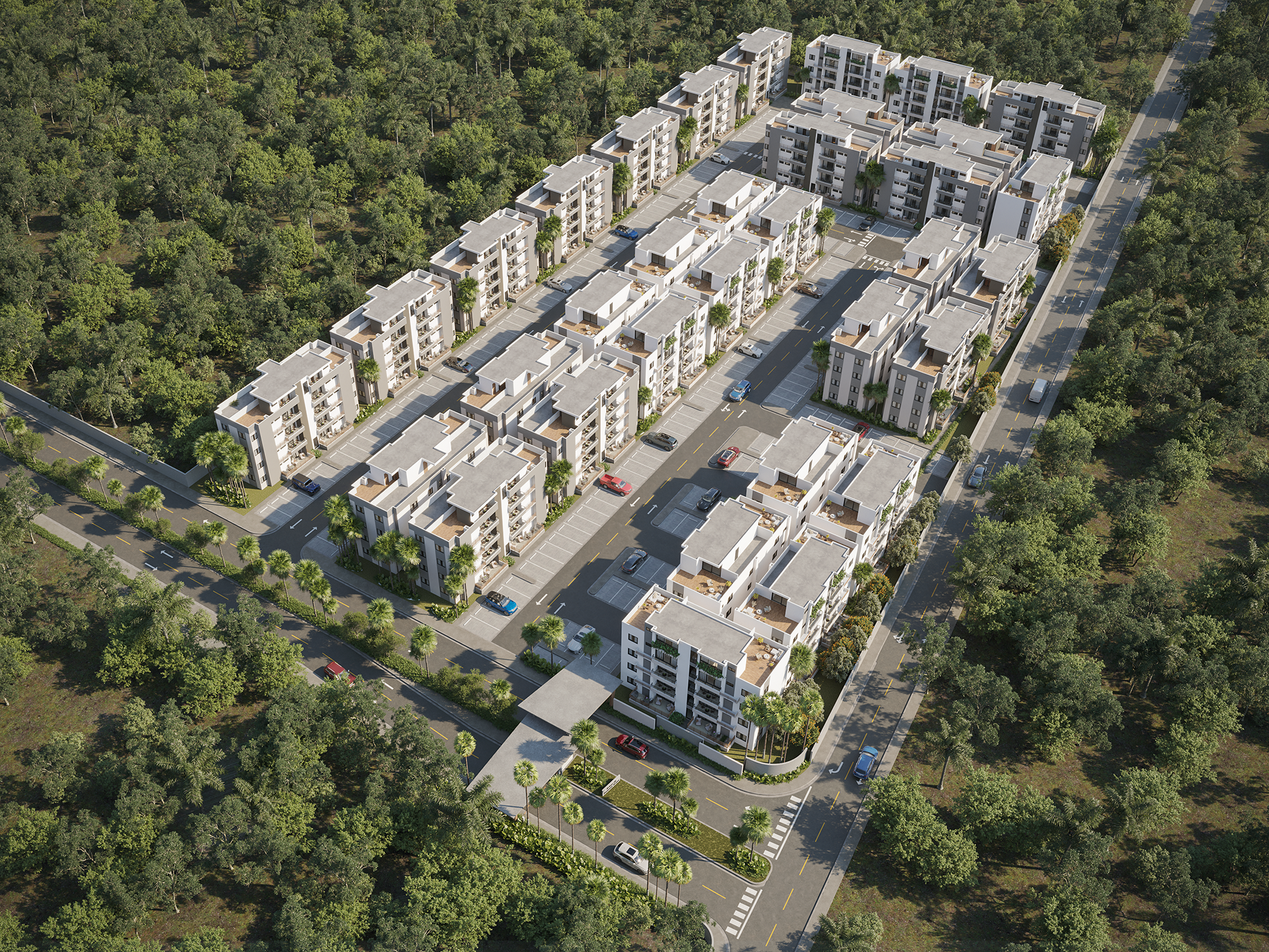 Vista aérea del complejo residencial