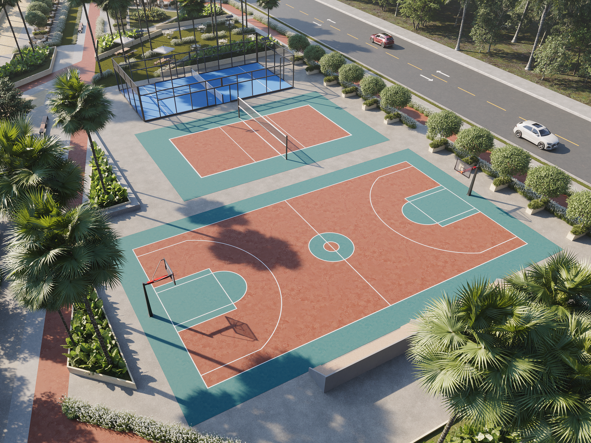 Canchas de basketball y volleyball