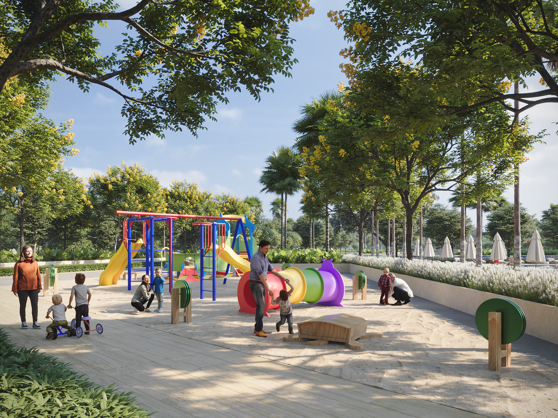 Parque infantil con juegos